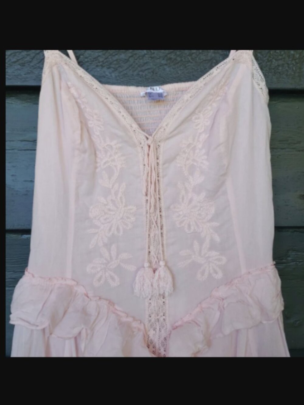 Venus Pink Ruffle Lace Up Maxi Dress, size Large - Picture 11 of 11